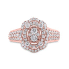 14kt Rose Gold Diamond Oval Ring - A Timeless Statement of Elegance - Front View
