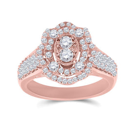 14kt Rose Gold Diamond Oval Ring - A Timeless Statement of Elegance - Top View