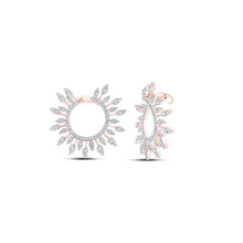 Load image into Gallery viewer, 14kt Rose Gold Diamond Sunburst Hoop Earrings: A Radiant Statement of Elegance - Splendid Jewellery