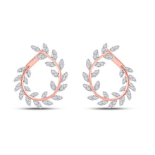 Load image into Gallery viewer, 14kt Rose Gold Diamond Twist Vine Hoop Earrings - A Mesmerizing Sparkle - Splendid Jewellery