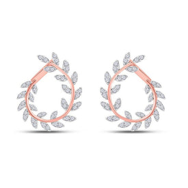 14kt Rose Gold Diamond Twist Vine Hoop Earrings - A Mesmerizing Sparkle - Splendid Jewellery