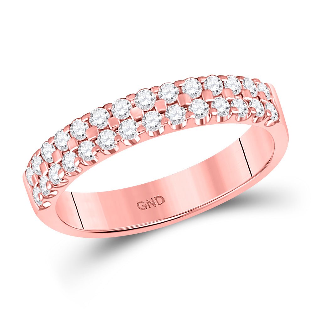 14kt Rose Gold Double Row Diamond Wedding Band: A Mesmerizing Symbol of Eternal Love - Splendid Jewellery