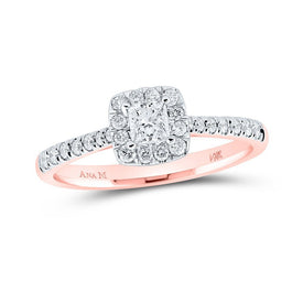 14kt Rose Gold Enchanted Princess Diamond Halo Bridal Wedding Engagement Ring - Splendid Jewellery