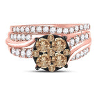 14kt Rose Gold Enchanting Brown Diamond Bridal Wedding Ring Band Set - Front View