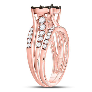 14kt Rose Gold Enchanting Brown Diamond Bridal Wedding Ring Band Set - Splendid Jewellery