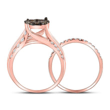 Load image into Gallery viewer, 14kt Rose Gold Enchanting Brown Diamond Bridal Wedding Ring Band Set - Splendid Jewellery