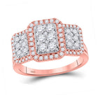 14kt Rose Gold Enchanting Diamond Cluster Bridal Wedding Engagement Ring 1 Cttw - Splendid Jewellery