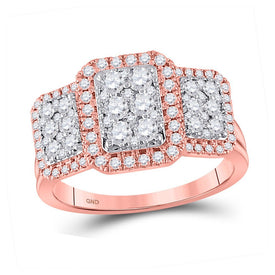 14kt Rose Gold Enchanting Diamond Cluster Bridal Wedding Engagement Ring 1 Cttw - Splendid Jewellery