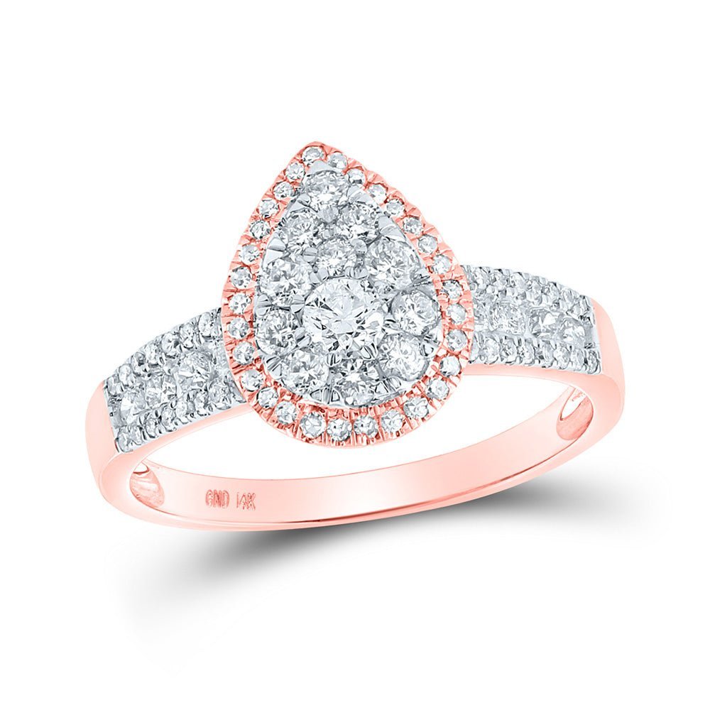 14kt Rose Gold Enchanting Diamond Cluster Bridal Wedding Engagement Ring 3/4 Cttw - Splendid Jewellery