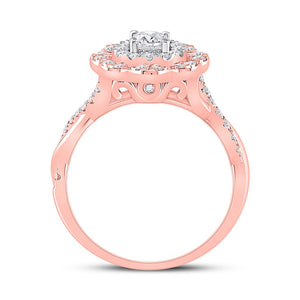 14kt Rose Gold Enchanting Diamond Halo Bridal Wedding Engagement Ring - Splendid Jewellery