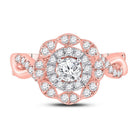 14kt Rose Gold Enchanting Diamond Halo Bridal Wedding Engagement Ring - Splendid Jewellery