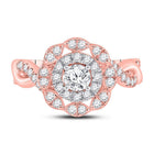 14kt Rose Gold Enchanting Diamond Halo Bridal Wedding Engagement Ring - Splendid Jewellery