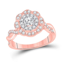 Load image into Gallery viewer, 14kt Rose Gold Enchanting Diamond Halo Bridal Wedding Engagement Ring - Splendid Jewellery