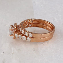 Load image into Gallery viewer, 14kt Rose Gold Eternal Love Diamond Bridal Wedding Ring Band Set - Top View