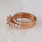 14kt Rose Gold Eternal Love Diamond Bridal Wedding Ring Band Set - Top View