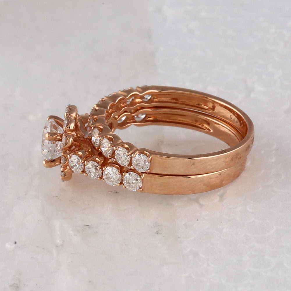 14kt Rose Gold Eternal Love Diamond Bridal Wedding Ring Band Set - Splendid Jewellery