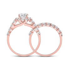Load image into Gallery viewer, 14kt Rose Gold Eternal Love Diamond Bridal Wedding Ring Band Set - Second Side View
