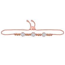 Load image into Gallery viewer, 14kt Rose Gold Floral Cluster Bolo Bracelet with 1 Carat Brown Diamonds - Splendid Jewellery - Top View