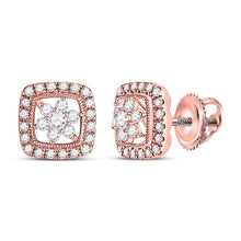 Load image into Gallery viewer, 14kt Rose Gold Floral Cluster Diamond Earrings: A Mesmerizing Blossom of Brilliance - Splendid Jewellery