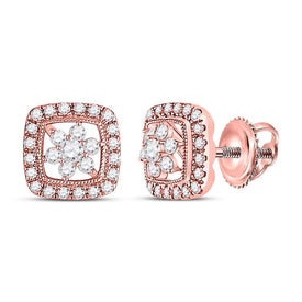 14kt Rose Gold Floral Cluster Diamond Earrings: A Mesmerizing Blossom of Brilliance - Splendid Jewellery