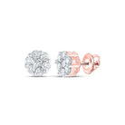 14kt Rose Gold Floral Diamond Cluster Earrings - Feminine Elegance at Its Finest - Splendid Jewellery