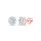 14kt Rose Gold Floral Diamond Cluster Earrings - Feminine Elegance at Its Finest - Splendid Jewellery