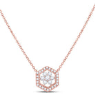 14kt Rose Gold Geometric Cluster Diamond Pendant Necklace - Timeless Elegance and Dazzling Brilliance - Splendid Jewellery