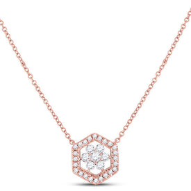 14kt Rose Gold Geometric Cluster Diamond Pendant Necklace - Timeless Elegance and Dazzling Brilliance - Splendid Jewellery