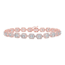 Load image into Gallery viewer, 14kt Rose Gold Geometric Link Bracelet with 4 Ct.t.w. Round Diamonds - Exquisite Men's Jewelry - Splendid Jewellery