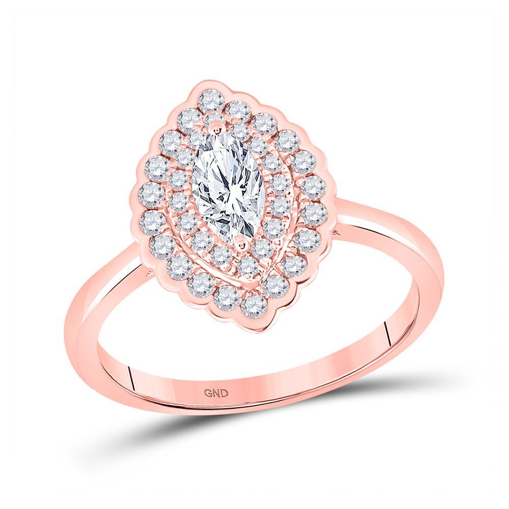 14kt Rose Gold Marquise Diamond Halo Bridal Wedding Engagement Ring - A Captivating Love Story - Splendid Jewellery