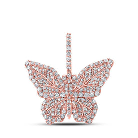 14kt Rose Gold Men's Butterfly Diamond Charm Pendant - 1.5 Ct.t.w. - Splendid Jewellery