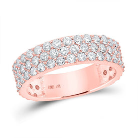 14kt Rose Gold Men's Triple Row Diamond Pave Band Ring - 2 - 7/8 Cttw - Splendid Jewellery