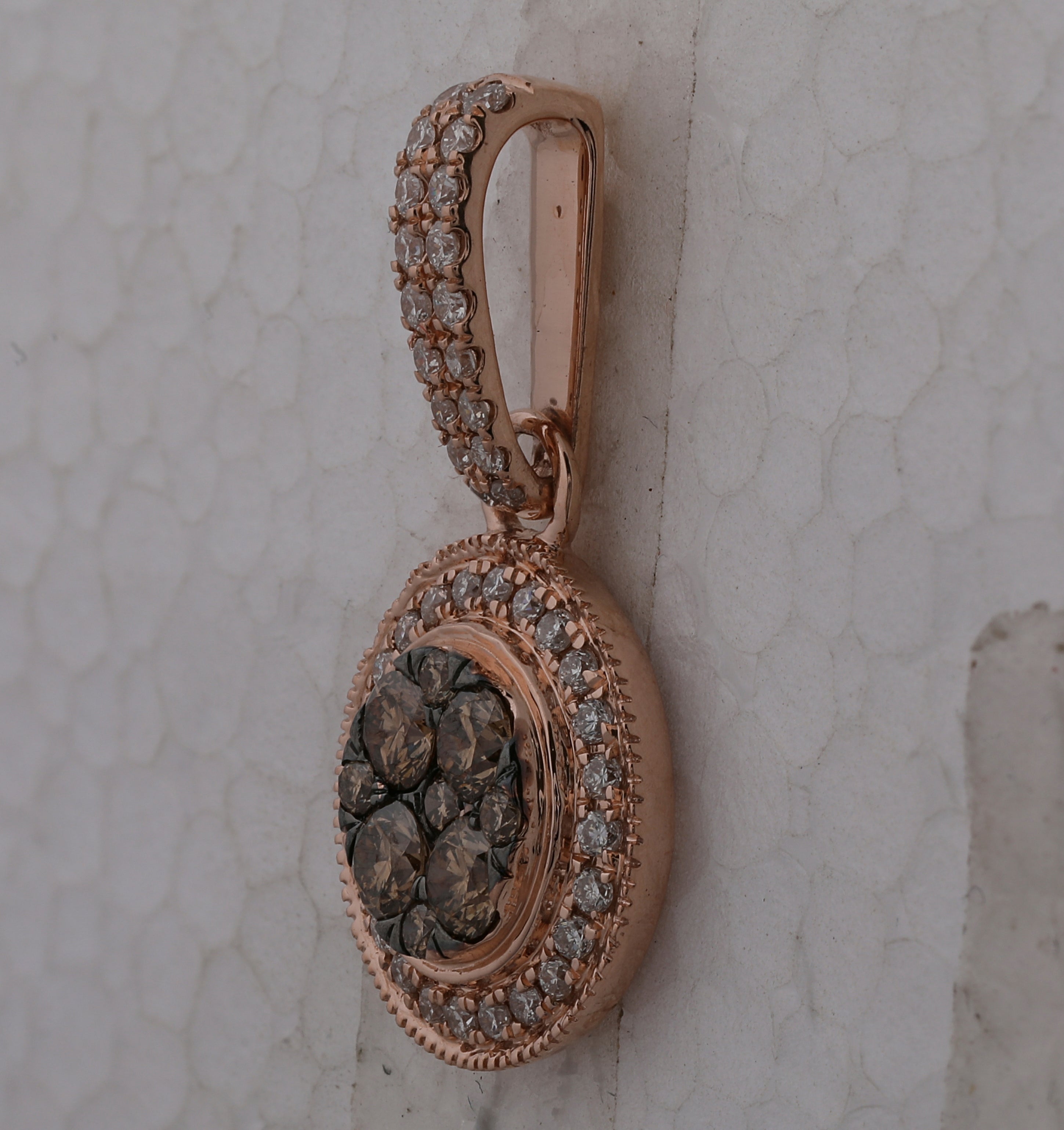 14kt Rose Gold Mesmerizing Brown Diamond Cluster Pendant - A Captivating Expression of Elegance and Romance - Splendid Jewellery