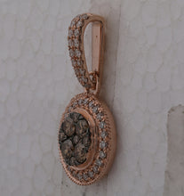 Load image into Gallery viewer, 14kt Rose Gold Mesmerizing Brown Diamond Cluster Pendant - A Captivating Expression of Elegance and Romance - Side View