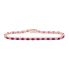 14kt Rose Gold Oval Ruby Diamond Tennis Bracelet - 7 Carat Total Weight - Splendid Jewellery