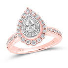 14kt Rose Gold Pear Diamond Halo Bridal Wedding Engagement Ring: A Captivating Expression of Eternal Love - Splendid Jewellery