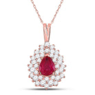 14kt Rose Gold Pear Ruby Diamond Teardrop Pendant: A Captivating Gemstone Delight - Splendid Jewellery