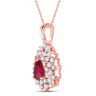 14kt Rose Gold Pear Ruby Diamond Teardrop Pendant: A Captivating Gemstone Delight - Splendid Jewellery