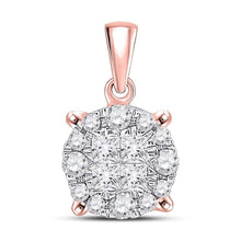 Load image into Gallery viewer, 14kt Rose Gold Princess Diamond Cluster Pendant: A Captivating Masterpiece - Splendid Jewellery