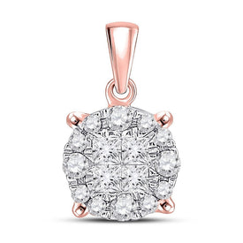 14kt Rose Gold Princess Diamond Cluster Pendant: A Captivating Masterpiece - Splendid Jewellery