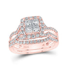 14kt Rose Gold Princess Diamond Square Bridal Wedding Ring Band Set - Eternal Love - Splendid Jewellery