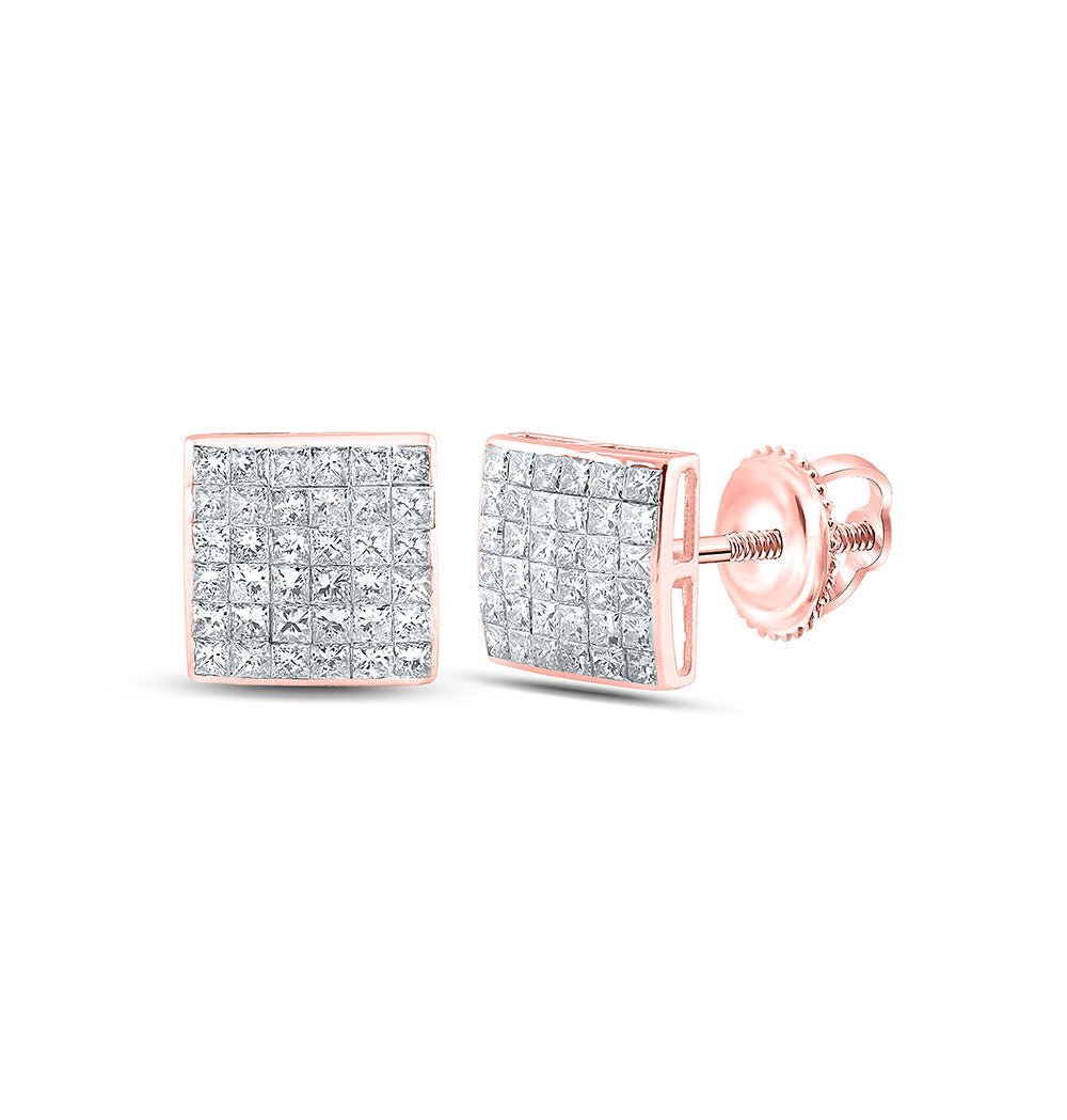 14kt Rose Gold Princess Diamond Square Earrings: A Dazzling Statement of Elegance - Splendid Jewellery