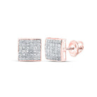 14kt Rose Gold Princess Diamond Square Earrings - Radiant Brilliance Collection - Splendid Jewellery