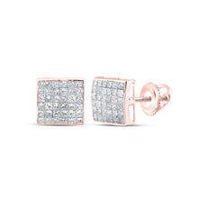 Load image into Gallery viewer, 14kt Rose Gold Princess Diamond Square Earrings - Radiant Brilliance Collection - Splendid Jewellery