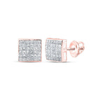 14kt Rose Gold Princess Diamond Square Earrings - Radiant Brilliance Collection - Splendid Jewellery