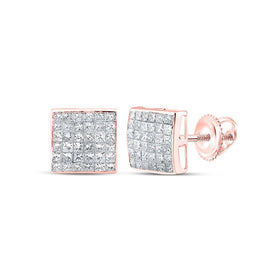 14kt Rose Gold Princess Diamond Square Earrings - Radiant Brilliance Collection - Splendid Jewellery