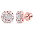14kt Rose Gold Princess Round Diamond Square Earrings: A Modern Masterpiece - Splendid Jewellery