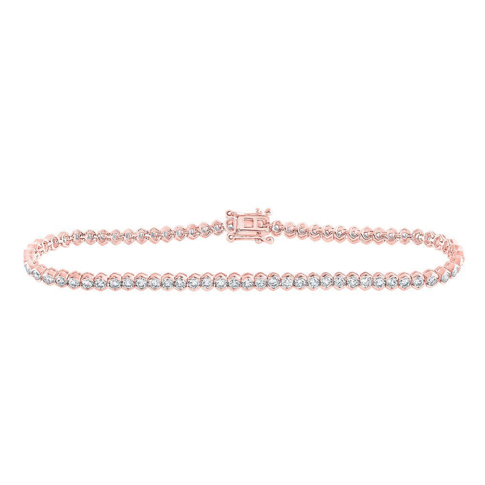 14kt Rose Gold Radiant Diamond Tennis Bracelet - 3 Carat Total Weight - Splendid Jewellery