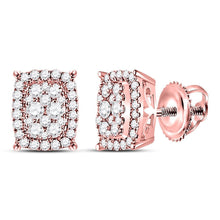 Load image into Gallery viewer, 14kt Rose Gold Rectangular Cluster Diamond Earrings - A Dazzling Masterpiece - Splendid Jewellery