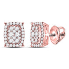 14kt Rose Gold Rectangular Cluster Diamond Earrings - A Dazzling Masterpiece - Splendid Jewellery